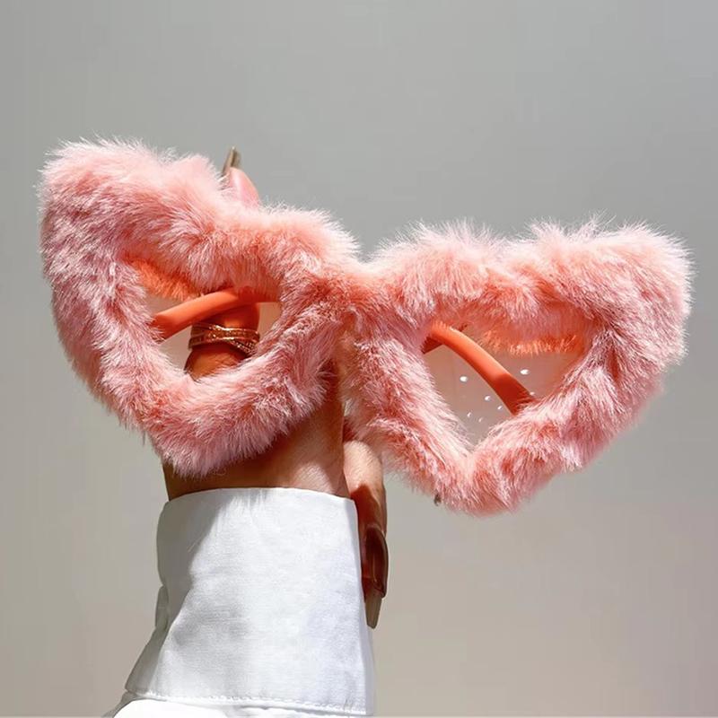 Plush Cute Funny Heart Shaped Sunglasses Fashionable Sun Glasses Personality Love Gradient Pink Glasses Sexy Cat Eye Party Eyewear