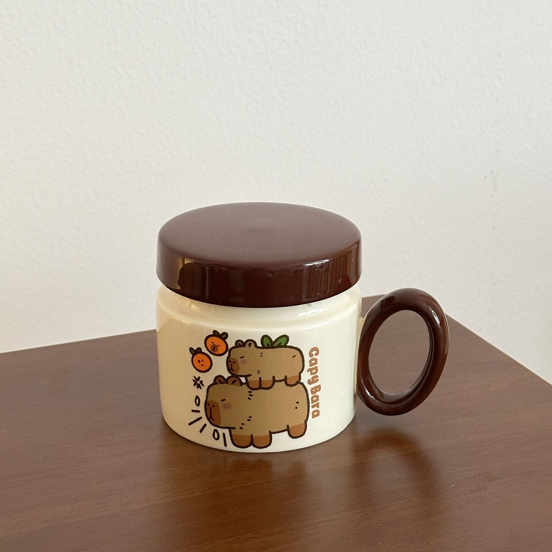 

Кружка с крышкой и ложкой Капибара Креативная чашка Милая керамическая чашка для воды Домашний практичный подарок Сувенир 301-400ml