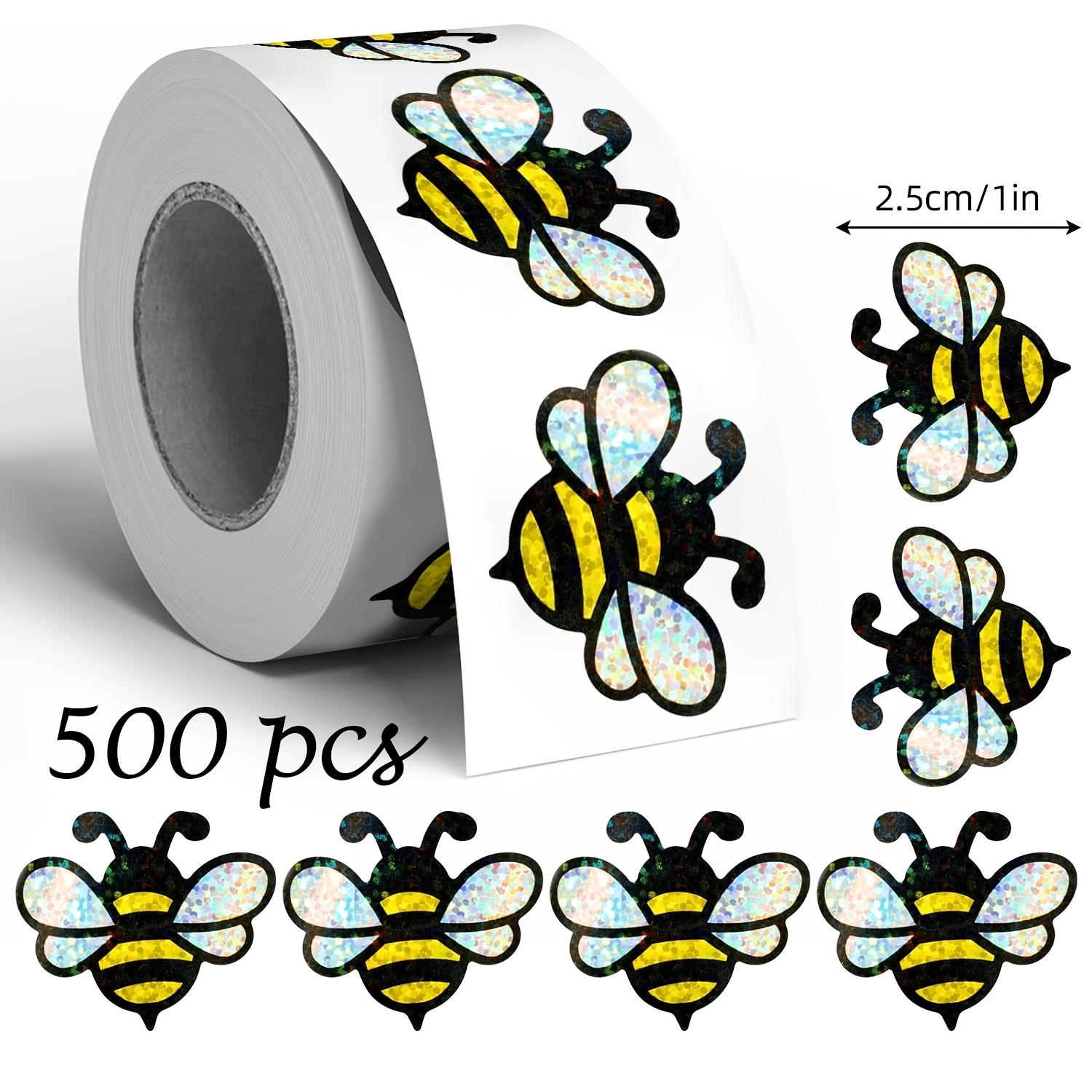 

500PCS Cute Laser Bee Roll Stickers Nostalgia Skateboard DIY Laptop Luggage Phone Scrapbooking Room Gift Modern Home Decoration 2.5cm бежевий