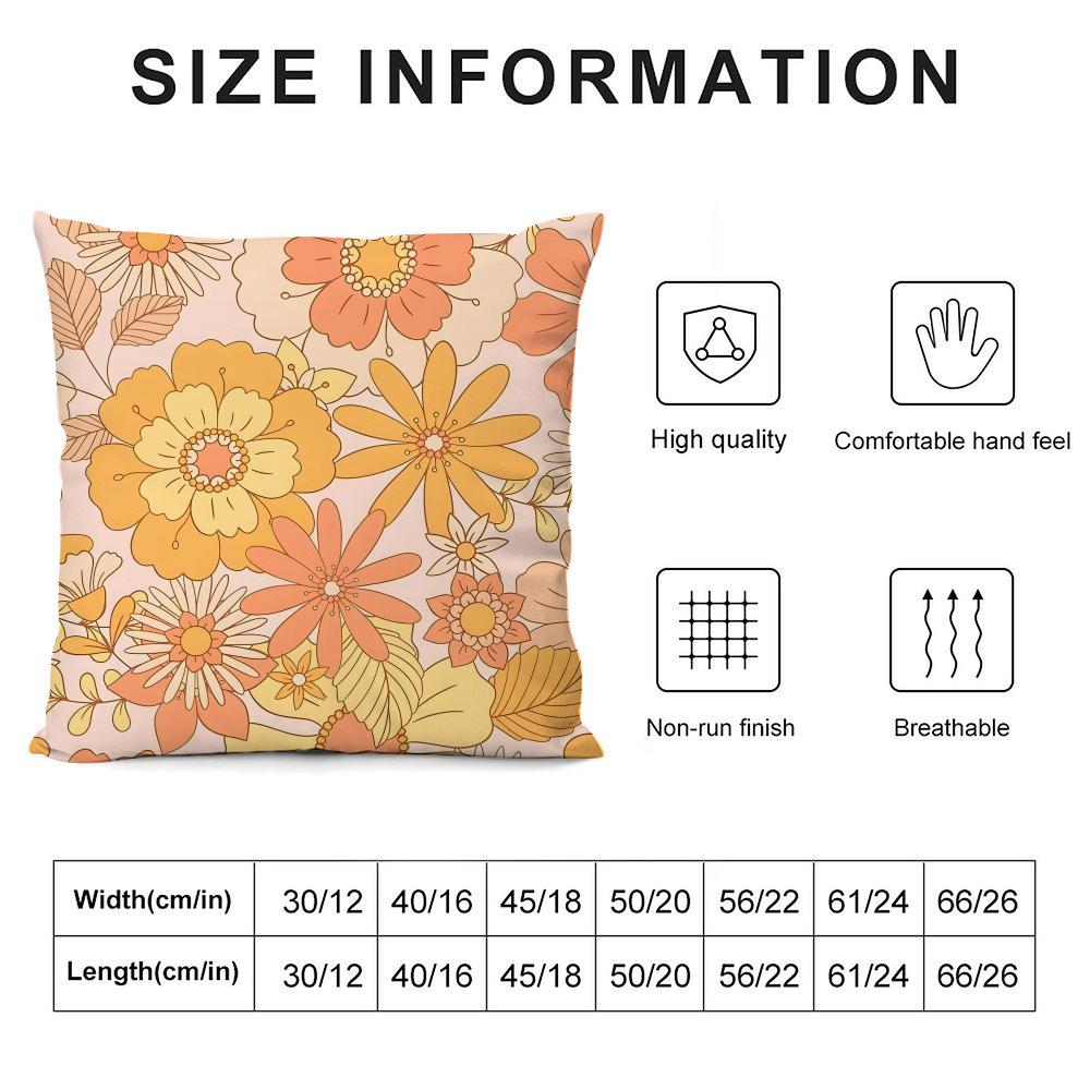 Retro Floral Ins Cushion Cover Pillowcase Ultra Soft Skin Friendly Fabric Cloud Like Comfort & Concealed Zipper