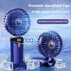 5 Speed Wind Rechargeable Fan LED Digital Display Mini Fan Display Screen Folding Fan  Personal Use