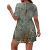 Women's Fashionable Casual Short Sleeve Loose Fit Button Front Printed Blouse