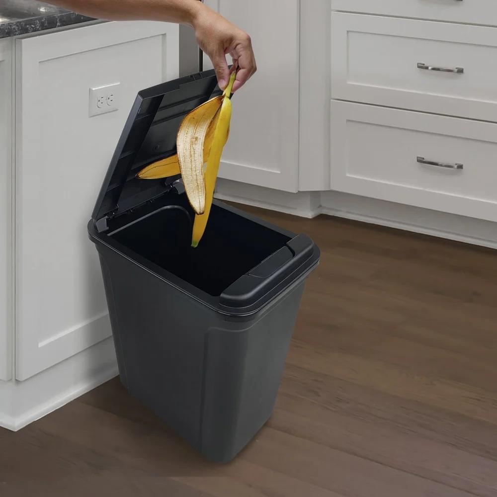 7.6 Gallon Touch Top Trash Can Durable Plastic Wastebasket Indoor Use Easy Clean Garbage Bin Office Bedroom Dorm Room