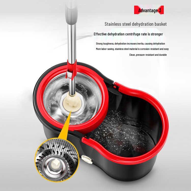 Stainless Steel Dual-Use Rotary Mop with Replaceable Mop Head