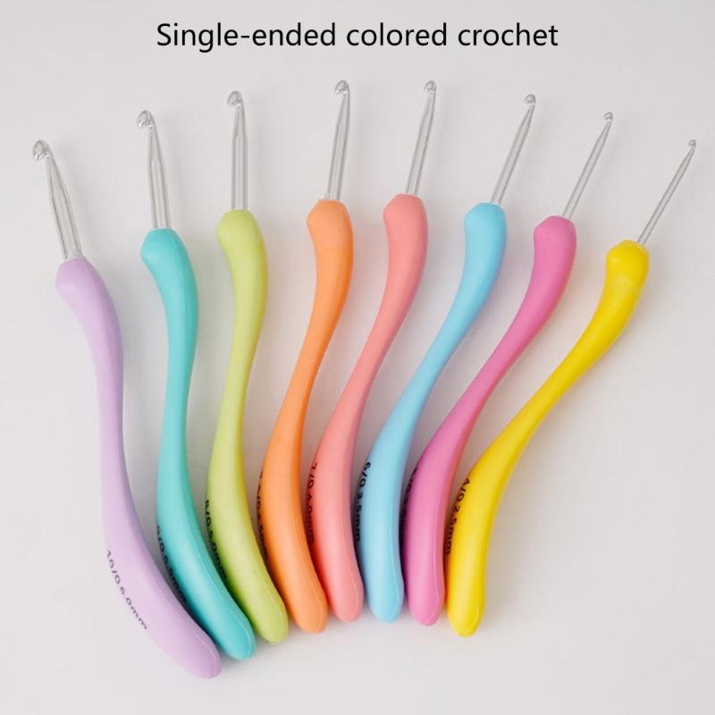 8Pcs Ergonomic Crochet Hook for Beginner Crochet Hobbyist,8 Size Long Handle Crochet Hook Needle 2.5mm-6mm  (4/0-10/0MM)