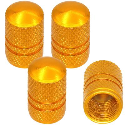 Negus Valve Cap Car Aluminum Alloy Set of 4 Round Gold