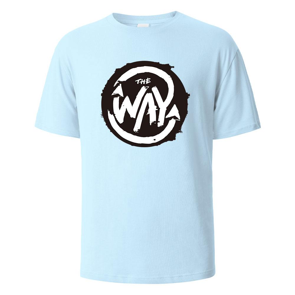 Herren bedrucktes T-Shirt The Way Streetwear 100% Baumwolle Oberteile für Herren Damen Sommer Atmungsaktiv Kurzarm Lässig Rundhals Basic T-Shirts