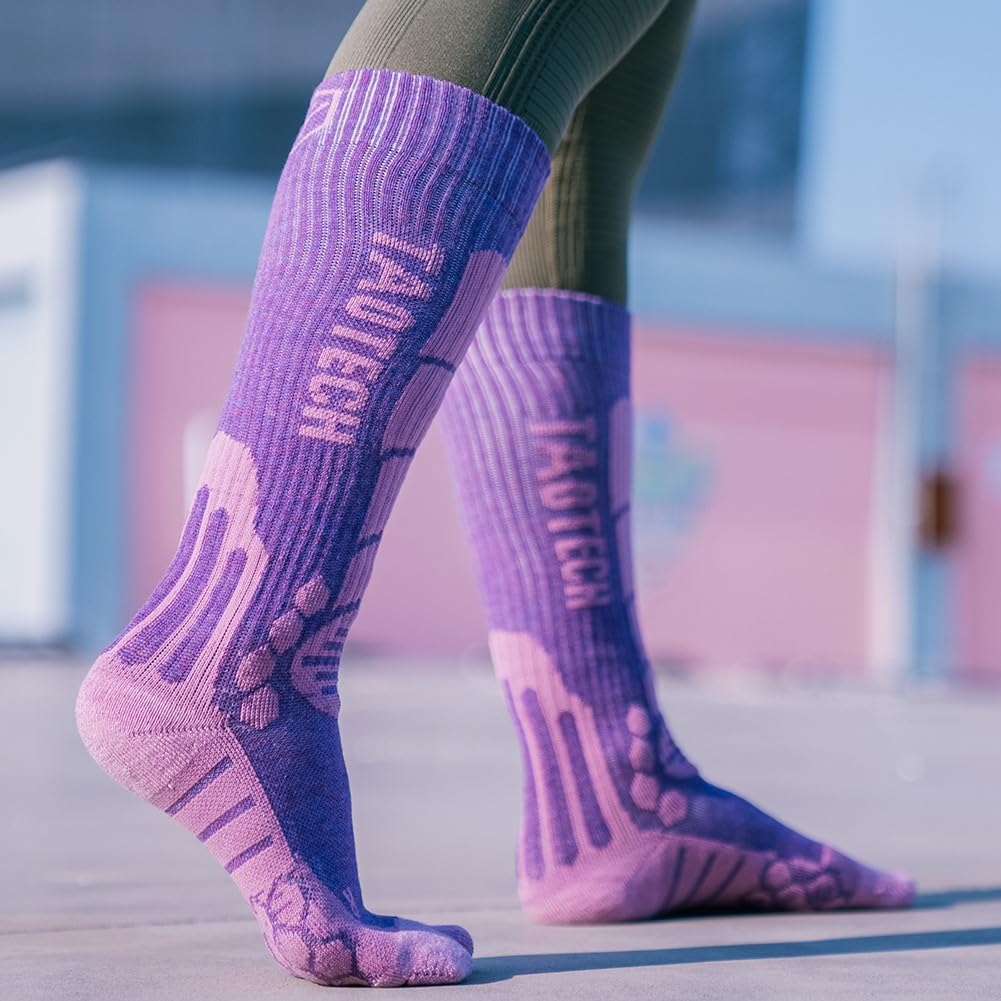 TaoTech Socks for Outdoor and Thick Acrylic Graduated Cold Odor 1 Pair Dark Snowboarding, Sports, Skiing, Activities, Hiking, Fiber, Compression,