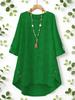 Spring-Summer Plus Size Casual Solid Color Long Top - Comfortable European American Style