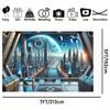 Futuristic Space Cityscape Wall Tapestry For Innovative Home Decor, Featuring A Stunning View Of A High-Tech Metropolis