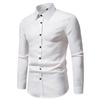 New Men's Trend Solid Colour Retro Style Casual Long-sleeved Shirt Men's Fashion Tops