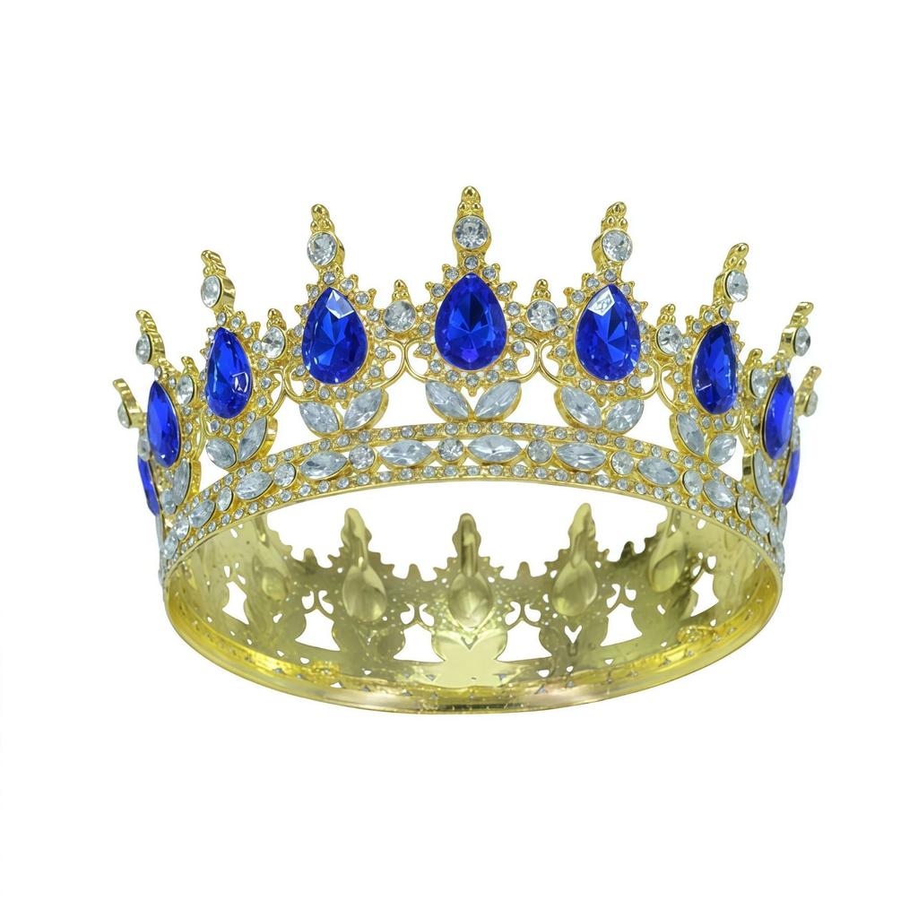 European and American Baroque Bridal Round Crown Party Dance Princess Tiara Birthday Crown Crystal Hair Accessories for Women