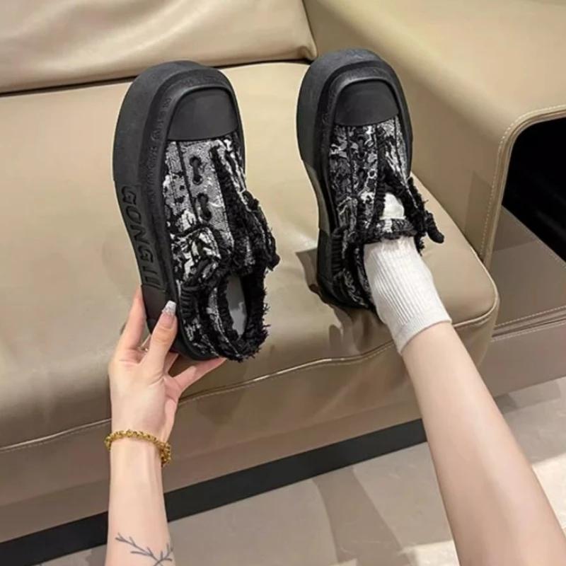 Trends 2024 Korean Canvas Shoes for Women Lace Up Woman Footwear Aesthetic Light Designer Luxury Daily Routine New In Deals A H