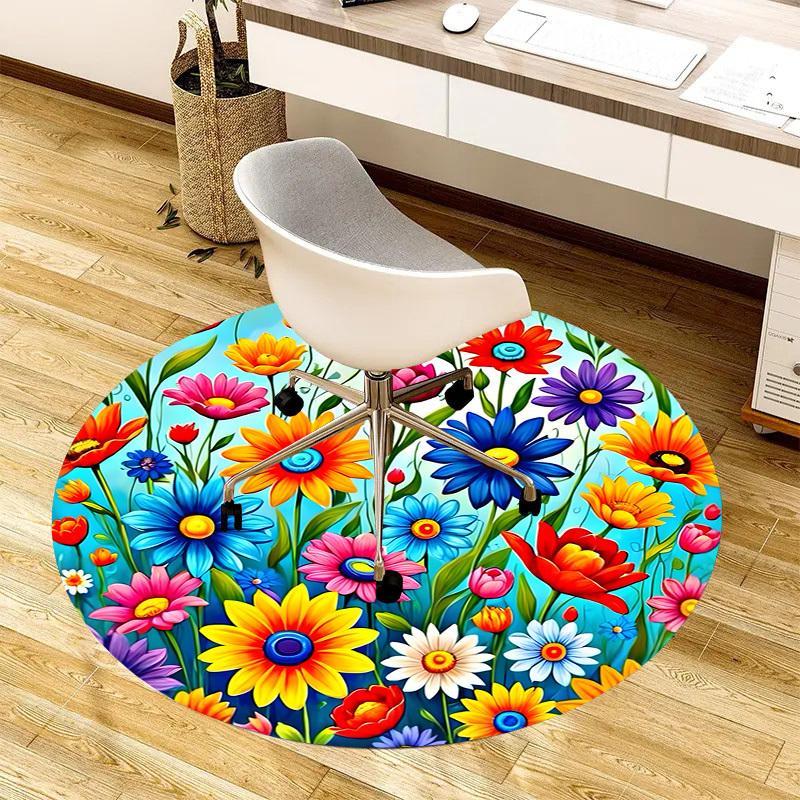 1pc Office Carpet Chair Mats Colorful Spring Floral Pattern Perfect for Decorating Office Chairs, Living Rooms, Or Bedrooms