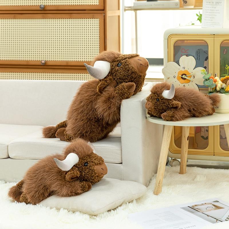 Simulated Yak Plush Toys Cattle Stuffed Doll Soft Home Decor Toys Toys Hobbies Collection Kids Dolls Creative Birthday Gifts