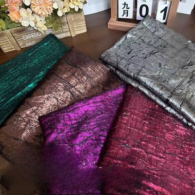 1/3 yard Poederkleurig Sequins Stof Onregelmatige Embossed Geplooide Textuur Satijn Materiaal Blouse Jurk Avondjurk Mode Stof