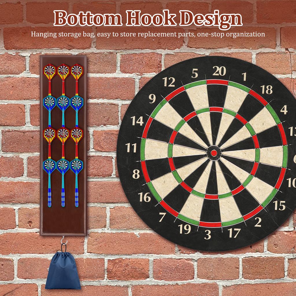 Wall Mounted Darts Stand Wooden Darts Holder Set with Metal Hook 12 Slot Large Capacity Dart Storage Stand Display Rack for Play