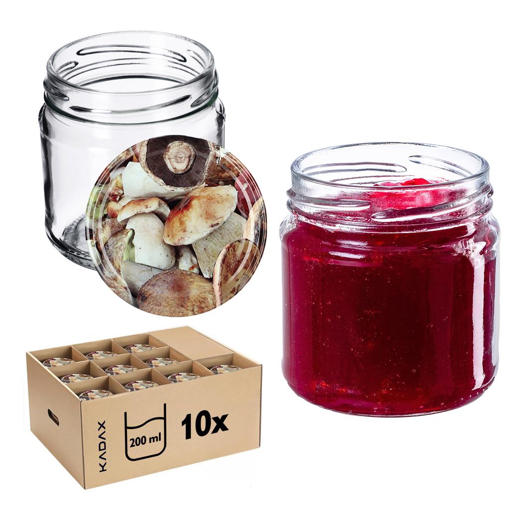 KADAX 10x Glas 200ml + Deckel Fi66 für Konserven Marmelade