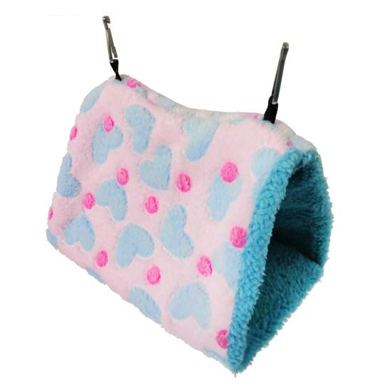 Pet Bird Parrot Plush Heart Print Warm Soft Hanging Hammock Sleeping Bed Nests