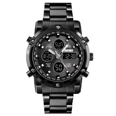 Herren Digital-Analog-Chronograph für Business oder Freizeit, Japanisches Uhrwerk, Alarmfunktion, Kalender, Wochentagsanzeige, Stoppuhr,