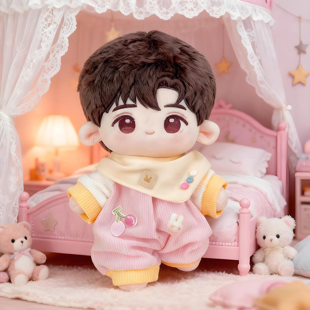 Pluche Kleding Set voor Kleine 10cm Pluche Poppen, Hoofddeksel Verkleedkostuum (Roze)