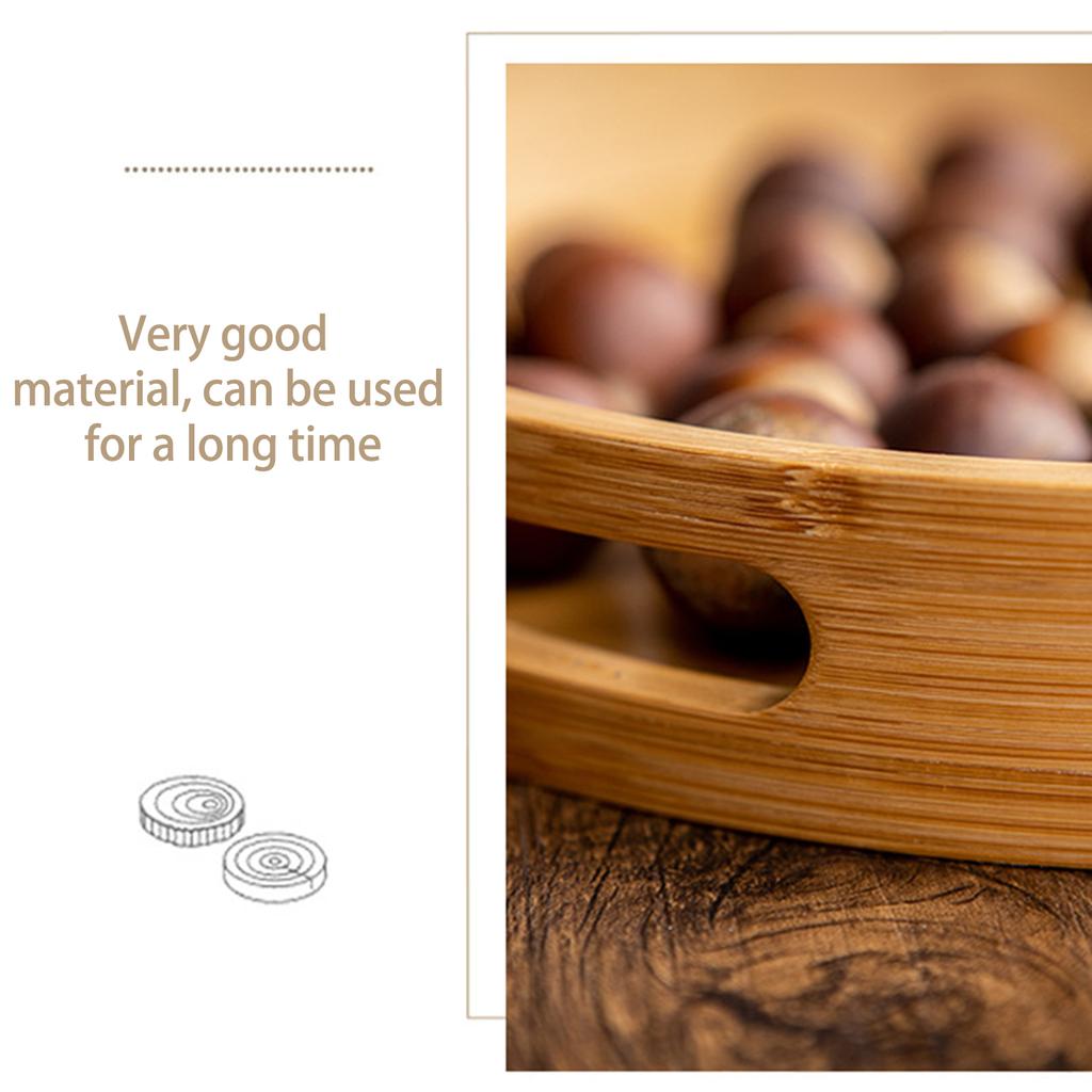 Serving Tray Bamboo Wood Color Round Tray For Water Tea Coffee Cakes 30 X 30 X 4 Cm