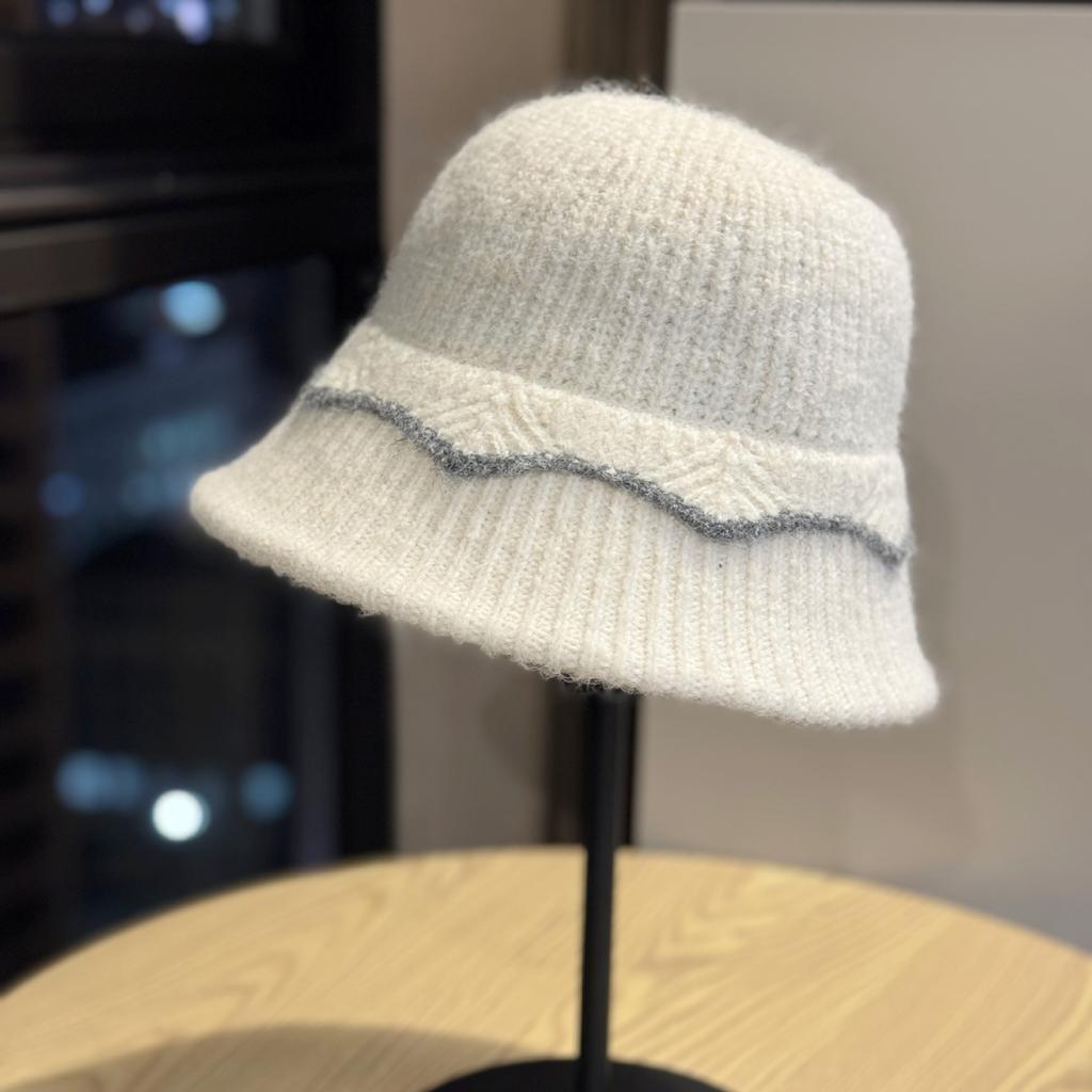 Knitted Fisherman Hat for Women in Autumn and Winter Simple and Versatile Small Basin Hat Cold Proof and Warm Bucket Hat