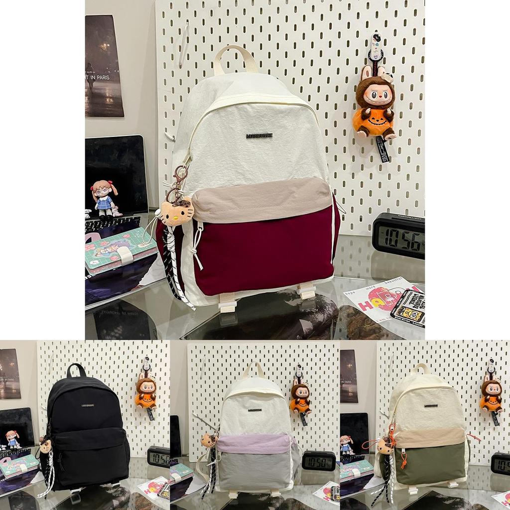 Cute Korean Style Student Backpack With Nylon Material And Cushioned Straps For Daily Use