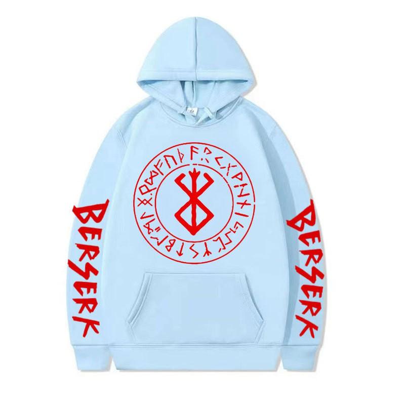 Berserk Anime Hooded Sweatshirt Men Loose Fit Fleece Lined Streetwear Casual Pullover Top