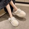Niche design bag head fluffy slippers for women's autumn and winter wear 2025 new home furnishing piled thick-soled cotton slippers for women