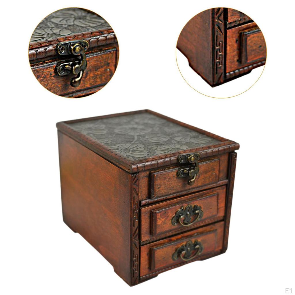 Wood Jewelry Box Storage Container Collectible Rustic Organizer Display