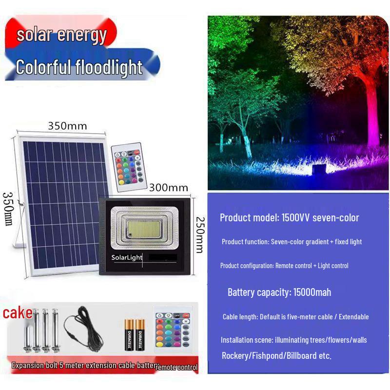 Cross-border RGB Seven-Color Outdoor Solar Landscape Lights for Park, Hotel, and Villa.