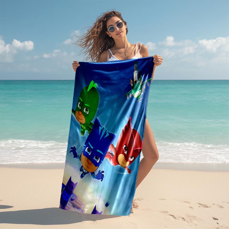 1pc PJ Marks2 Beach Towel, Comfortable and Thick, and Swimming/Bath/Picnic/Camping Towel, Suitable for Seaside Beaches