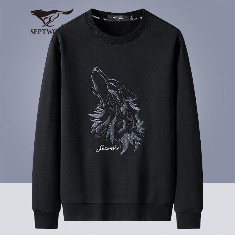 Septwolves Men's Round Neck Pullover Sweatshirt