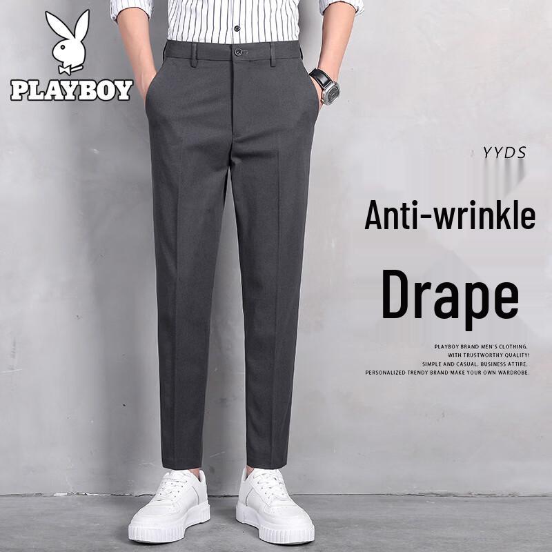 

PLAYBOY Men s Anti-Wrinkle Straight-Leg Business Casual Pants 40