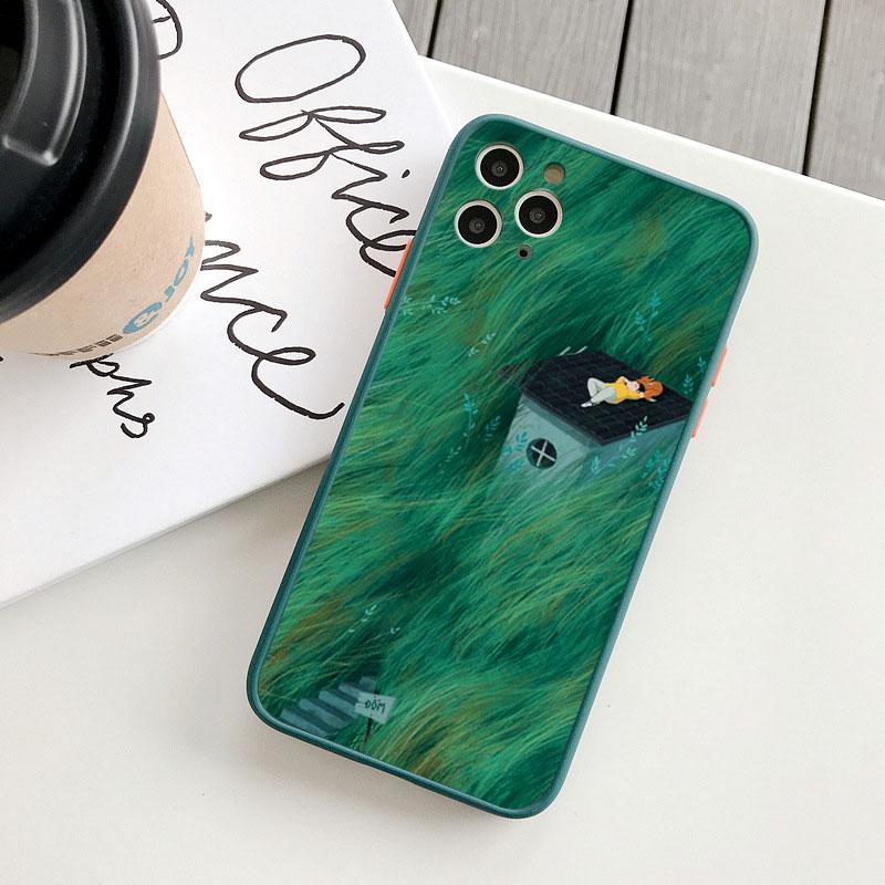 Retro Scenery Painted Phone Case For iphone 16 7 8 Plus SE2 X XS XR 16 14 12 13 11 Pro Max Large Flower Fields Log Cabin Covers