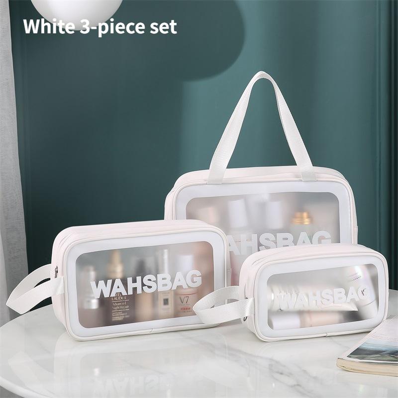 Új, átlátszó sminktáska, 6 darabos PVC piperecikkek tárolótáskája, fürdőtáska, strandtáska, PU csiszolózsák