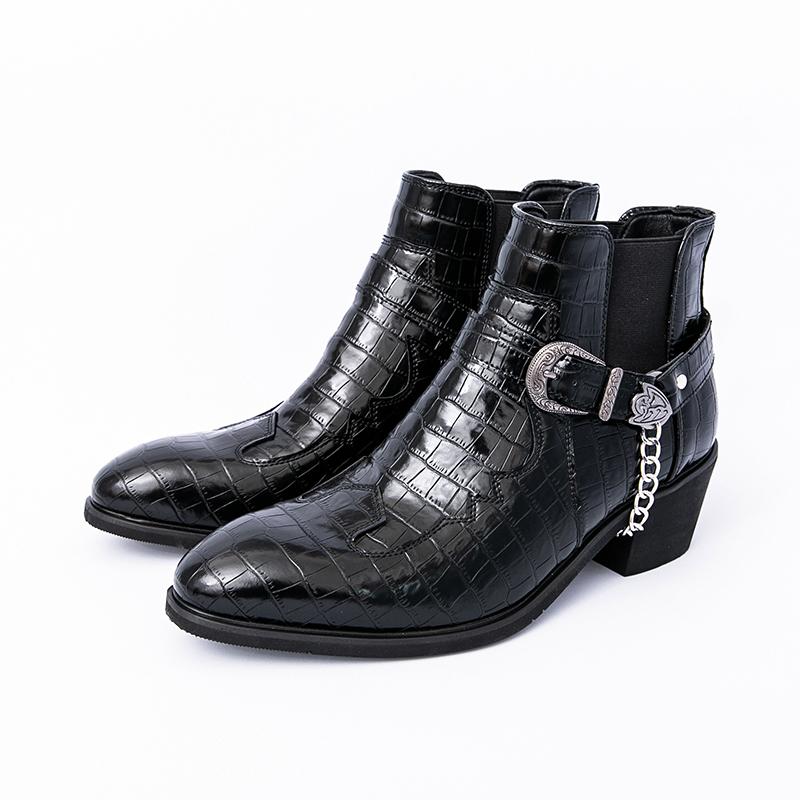

Мужские ботильоны на высоком каблуке с острым носком, модная повседневная обувь, удобная стильная обувь для мужчин 46