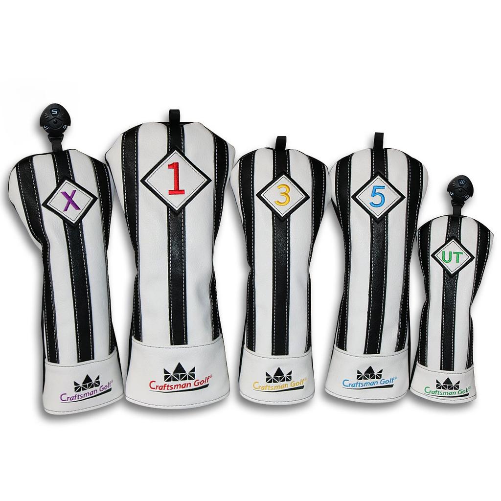 CRAFTSMAN Fairway Wood Golf Headcover for Fairway Wood Sold Club Wood Easy to Put On and Take Synthetic Vertical Black and White Stripes Cover,