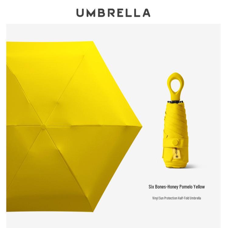 New Macaron Color Five-Fold Ultra-Light Sun Protection Compact Mini Umbrella with Buckle Handle