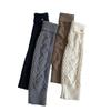 Beinwärmer im koreanischen Stil mit Zopfmuster, umgeschlagenen Wollsocken und Metalllabel