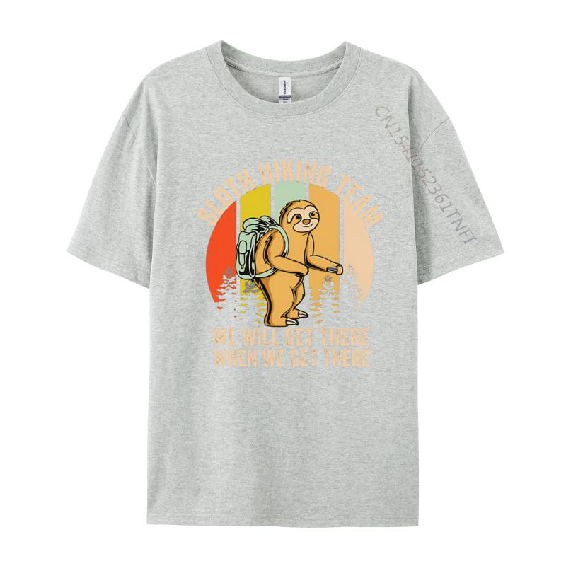 Retro Sloth Hiking Team Well Get There TShirt Men Rife Normal Tops Tees Cotton T Shirts Gift For Mom
