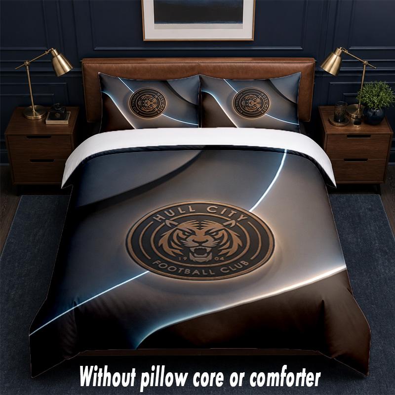 Hull City Fußball Design Bett Bettwäsche Set 1 Bettbezug + 2 Kissenbezüge Weich Atmungsaktiv Haushalt Bettwäsche