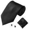 Men's Fashion Solid Color Suits Ties Necktie Cufflinks Hanky Set Tuxedo Suit