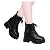 Soft Leather Martin Boots New Autumn and Winter Heightened Platform Boots Velvet British Short Tube Single Cotton Boots
