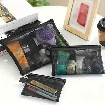1/3 stücke Mesh Klar Kosmetik Taschen Kleine Große Schwarze Make-Up Tasche Tragbare Reise Kulturbeutel Organizer Fall Lippenstift Lagerung Tasche