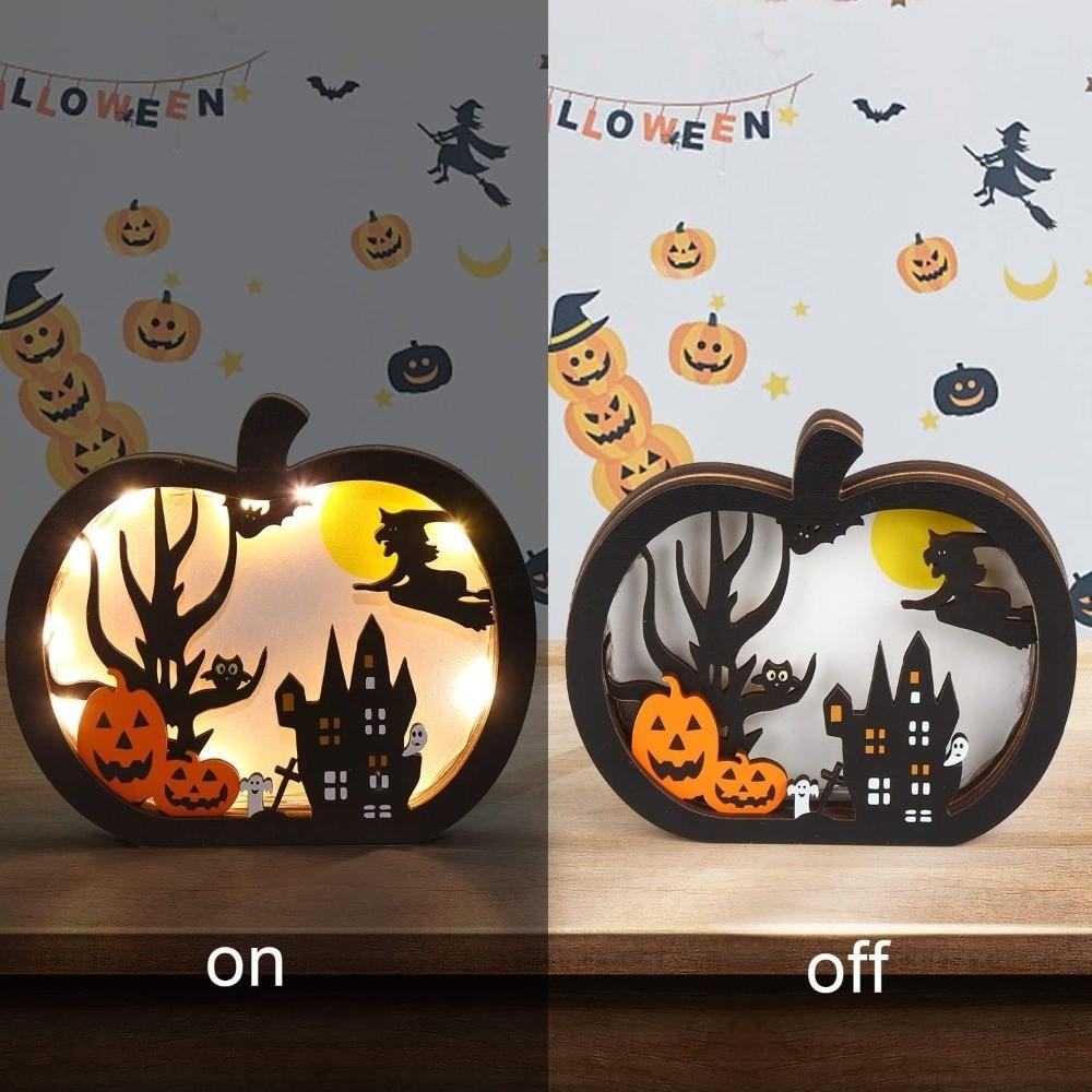 New Cute Halloween Pumpkin Lights Special Interesting Wooden Pumpkin Lantern Glowing Pumpkin Ghost Lights Party Ornaments