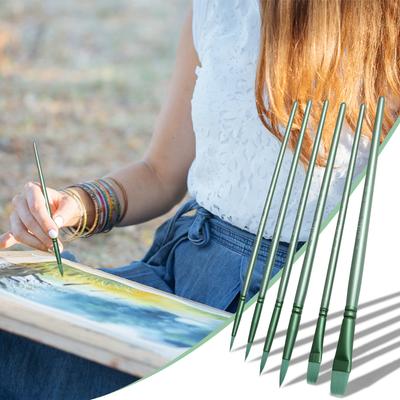 4/6Pcs Watercolor Paint Brushes Paint Brushes Set Pointed Tip Paint Brushes Set Flat Head Watercolor Brush for Miniature Model