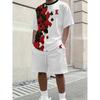 Men'S Short-Sleeve Round Neck Casual T-Shirt And Drawstring Waist Shorts Set, Perfect for Vacation Beachwear, Comfortable Outfit