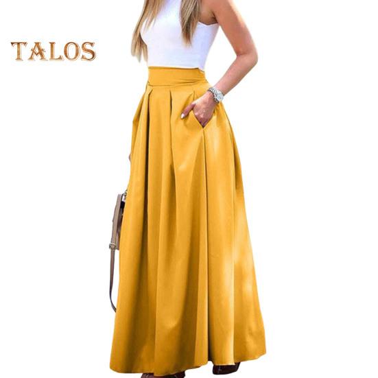 

Женская юбка макси с высокой талией, дышащая, с большим подолом, длинная юбка с карманами, в стиле пригородной вечеринки, утягивающая юбка M жёлтый